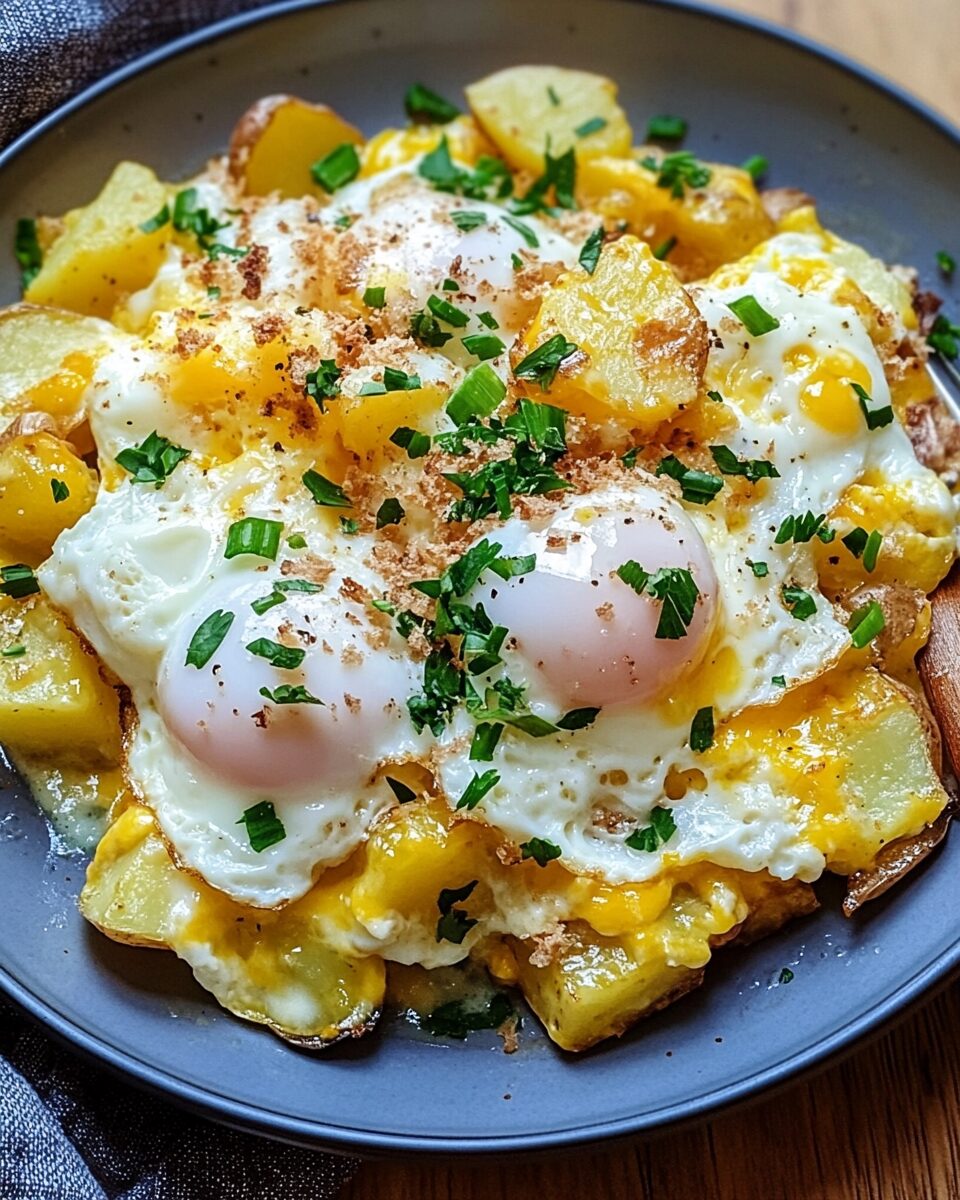 Cheesy Potato Egg Scramble