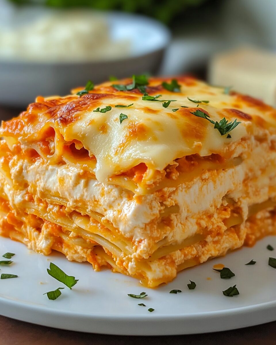 Cheesy Buffalo Ranch Chicken Lasagna