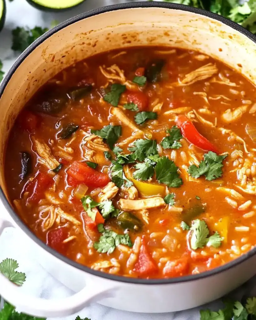 One Pot Chicken Fajita and Rice Soup