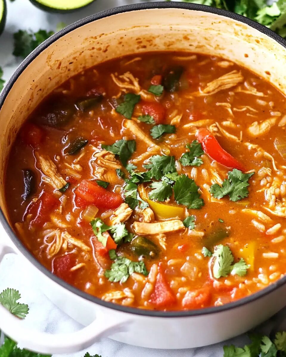 One Pot Chicken Fajita and Rice Soup