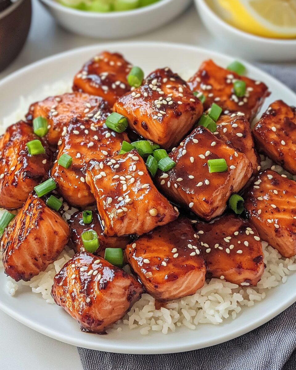 Honey Garlic Salmon Bites