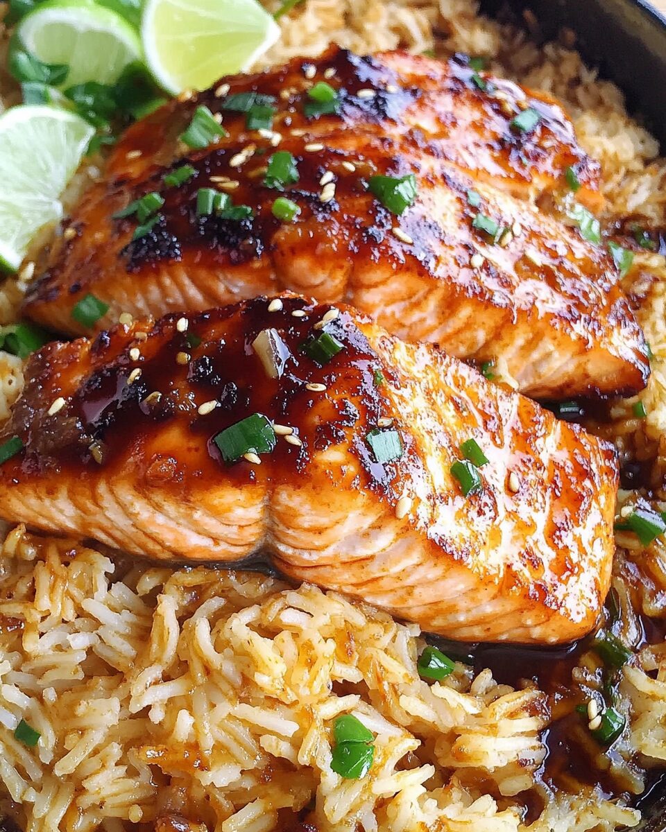 Honey Sriracha Salmon and Rice