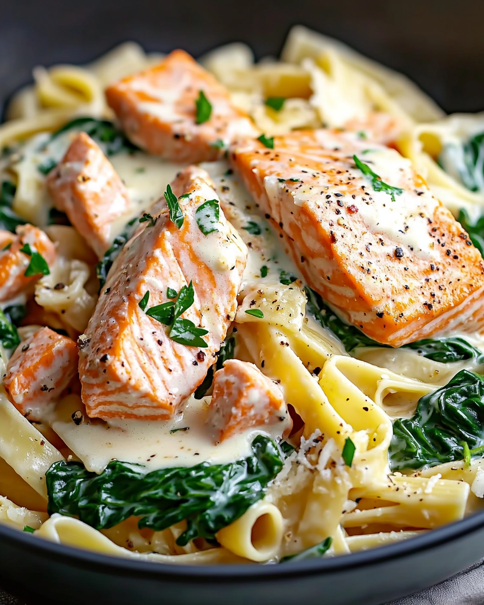 Salmon Spinach Pasta