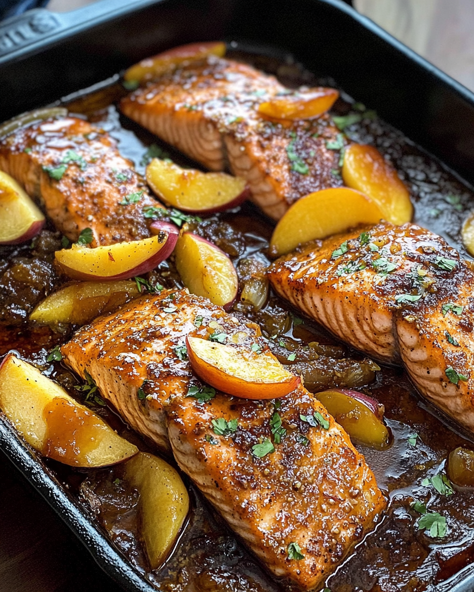 Bourbon Peach Roasted Salmon