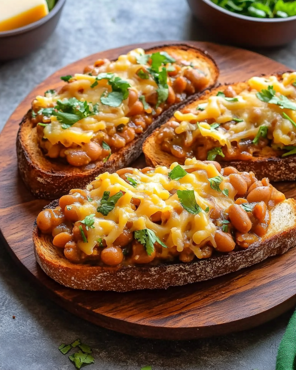 Cheesy Masala Beans on Toast