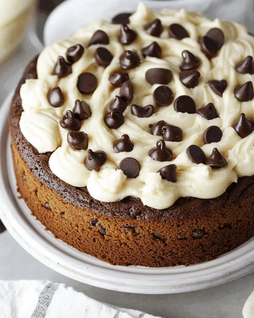 Chocolate Chip Cookie Cake with Cream Cheese Frosting