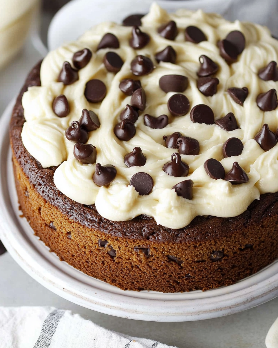 Chocolate Chip Cookie Cake with Cream Cheese Frosting