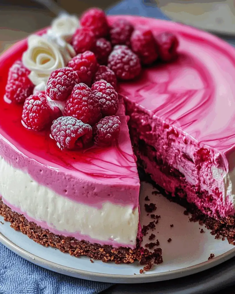 Luxurious Pink Velvet Raspberry Cheesecake