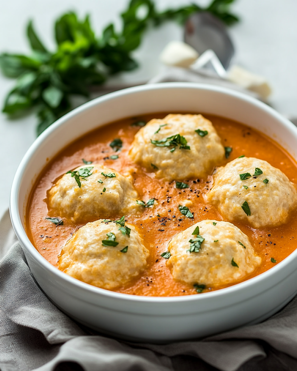 Tomato Soup with Cheddar Bay Dumplings