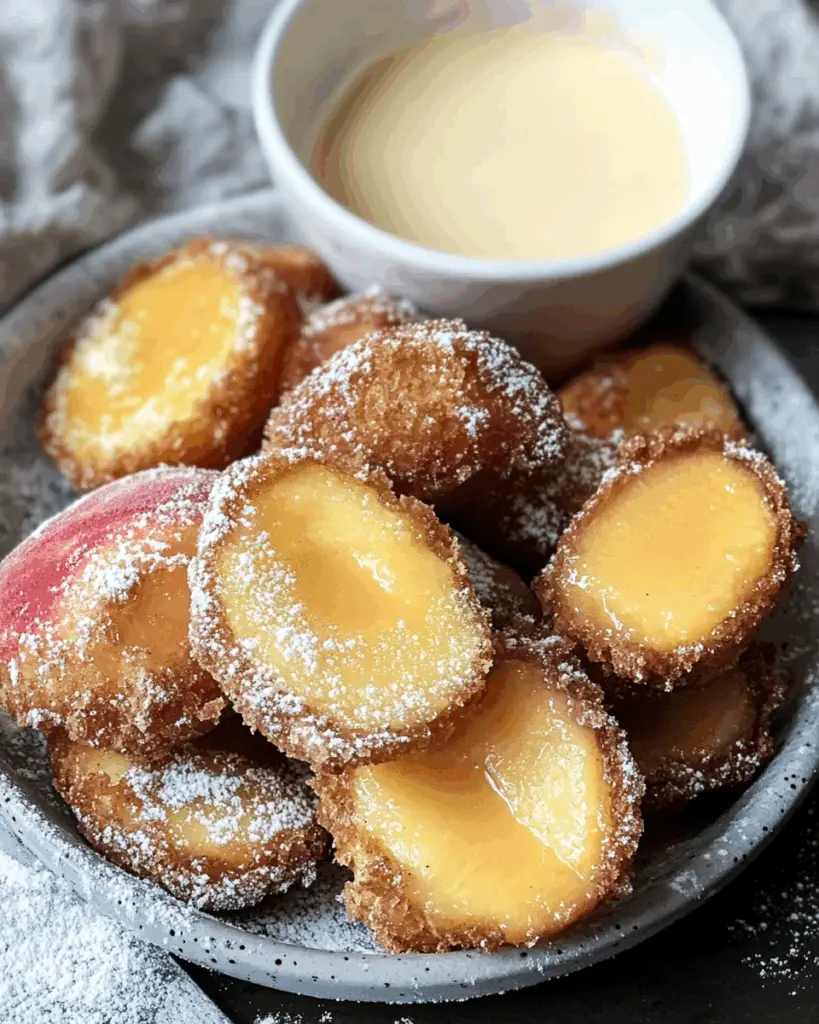 Sourdough Fried Peaches with Crème Anglaise