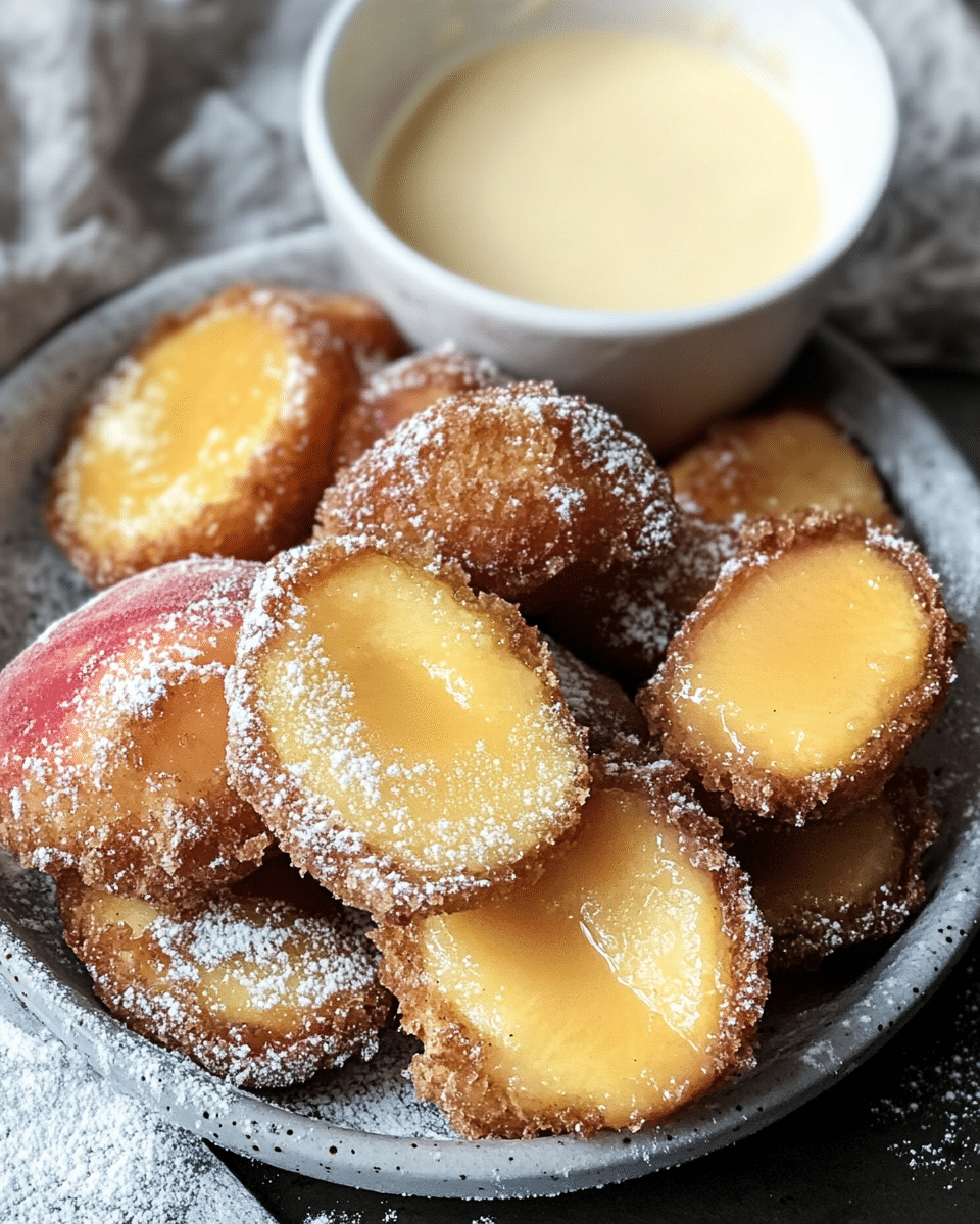 Sourdough Fried Peaches with Crème Anglaise