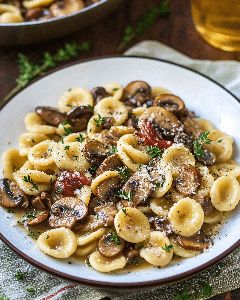 Orecchiette with Mushroom Thyme Sauce