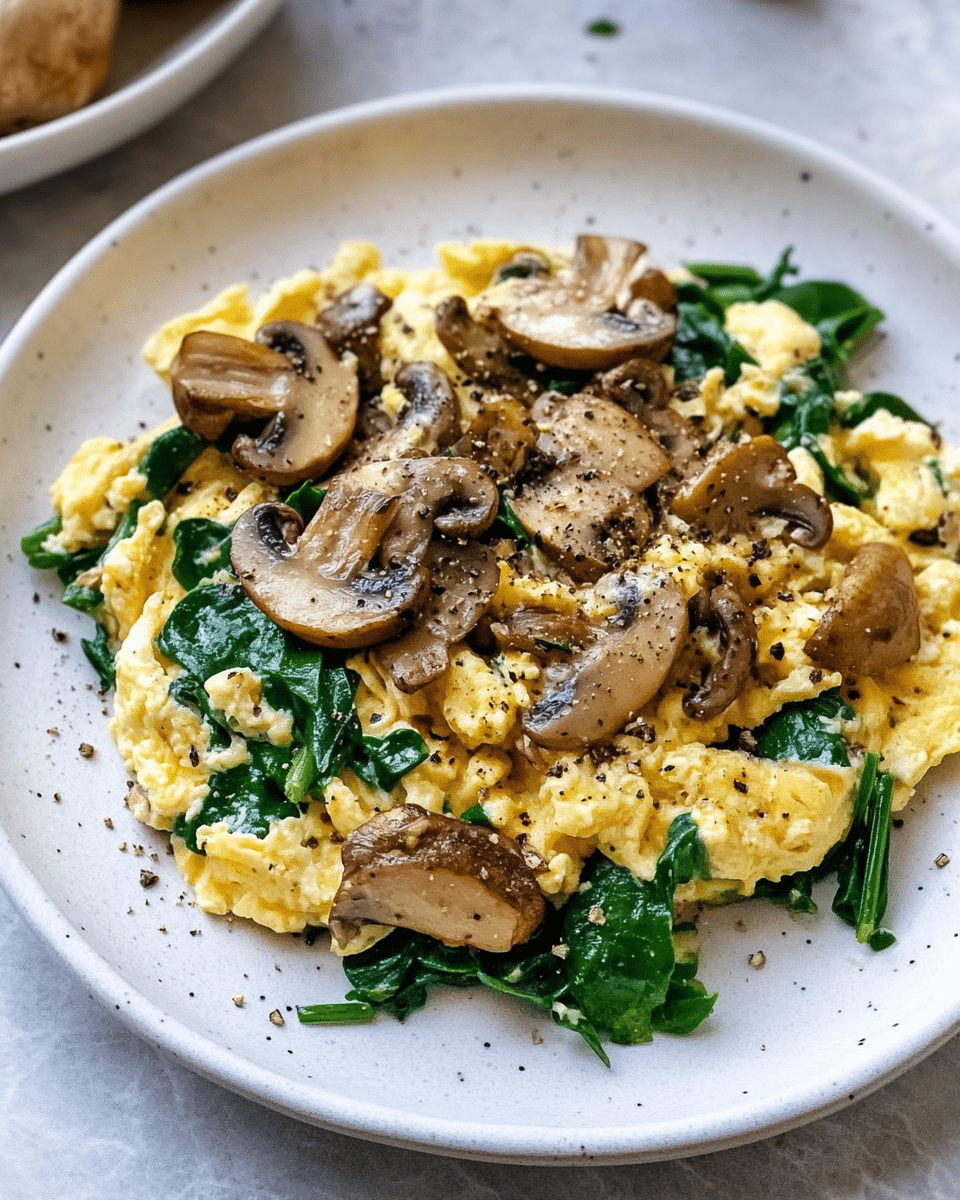 Mushroom Spinach Scrambled Eggs