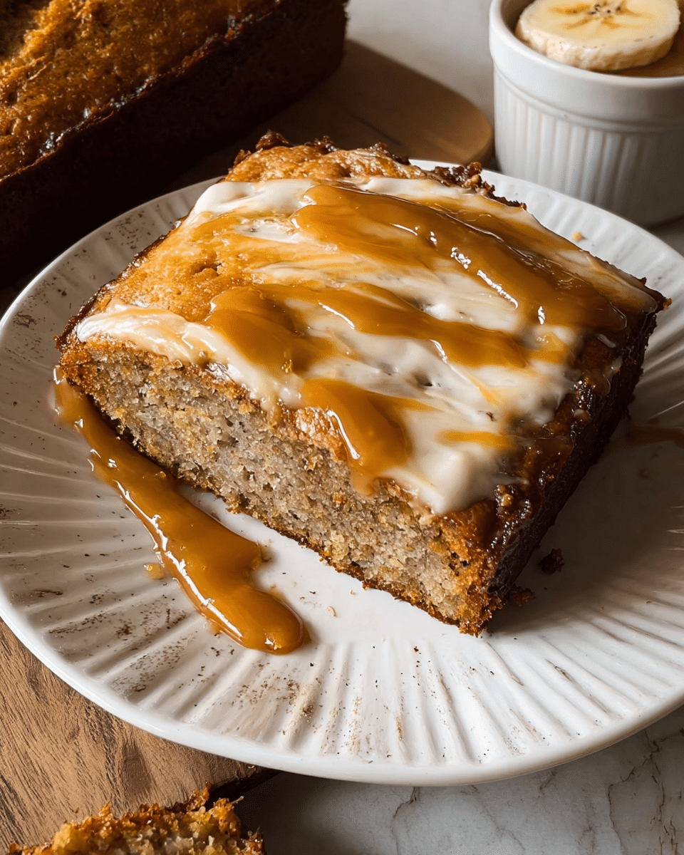 Moist Banana Cake with Salted Caramel