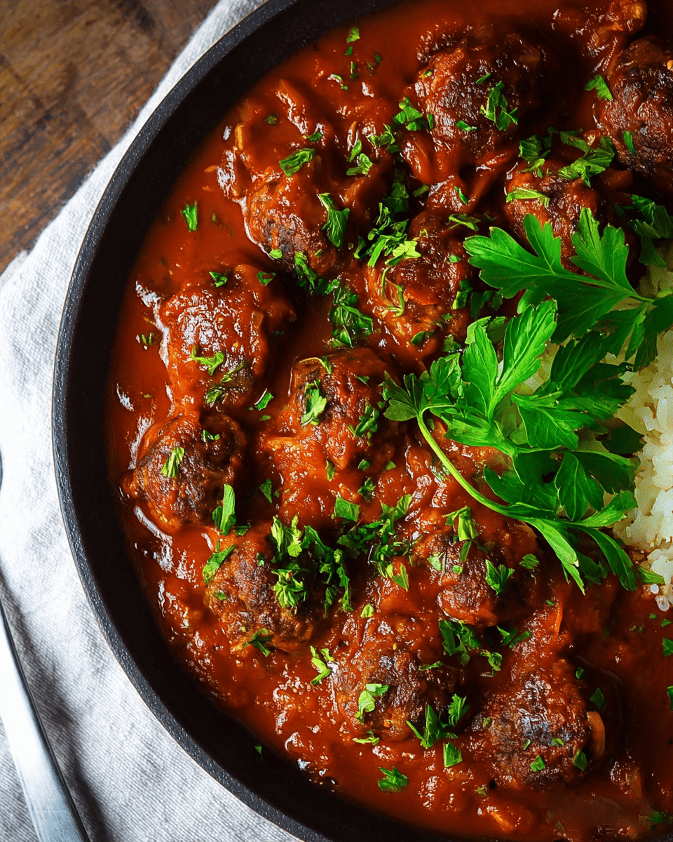 Soutzoukakia (Greek Baked Meatballs in Tomato Sauce)