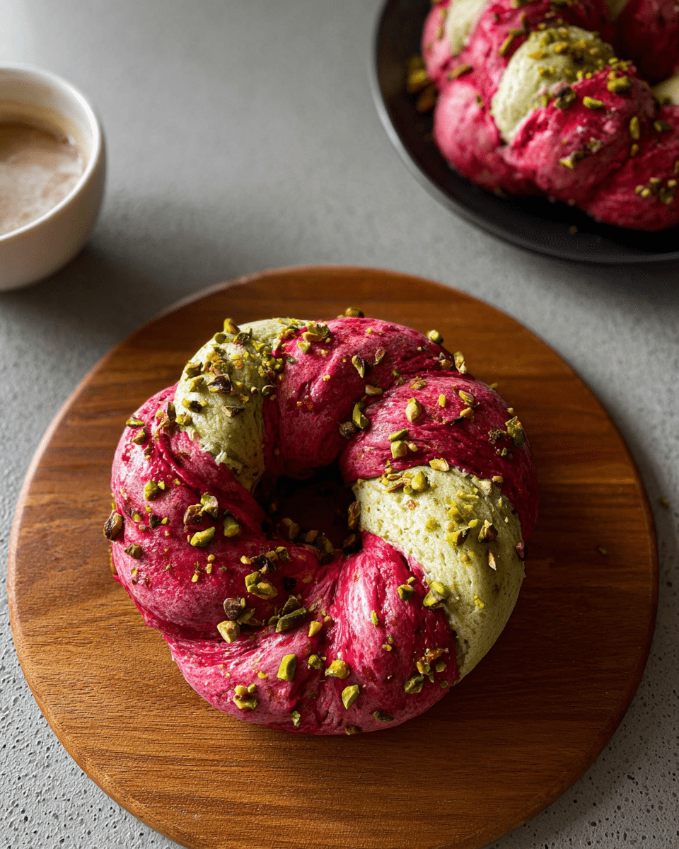Raspberry Pistachio Sourdough Bagels
