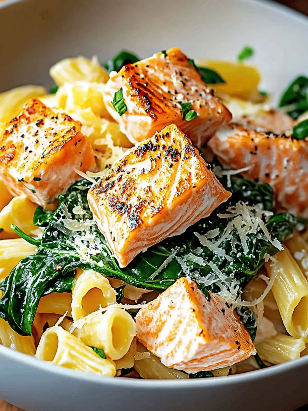 Salmon Spinach Pasta