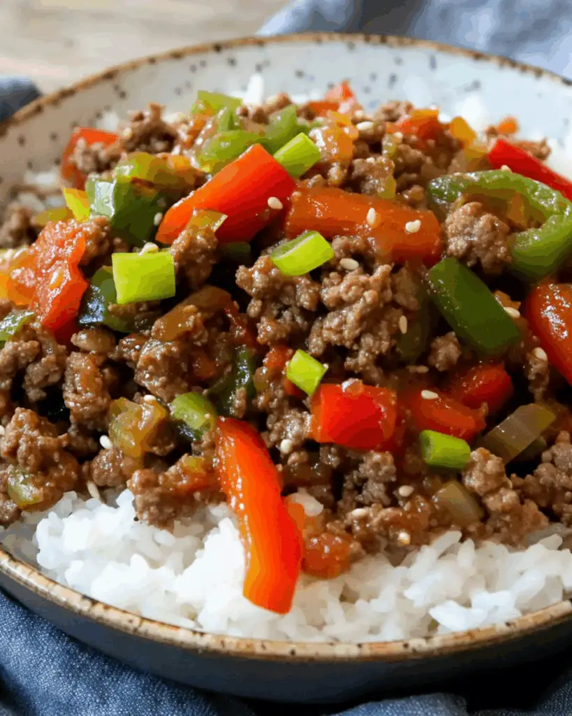 Beef and Pepper Rice Bowls