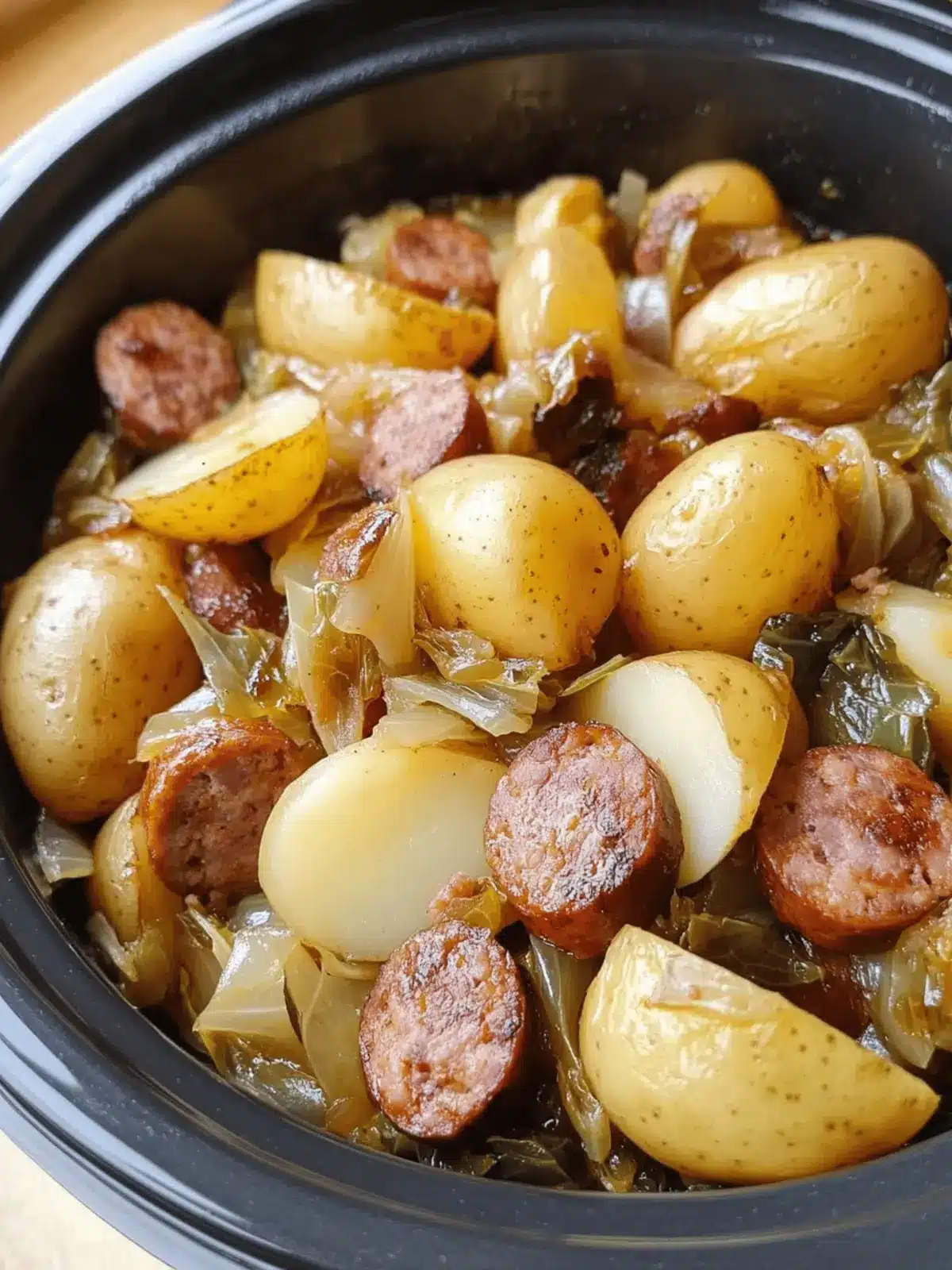 Crock Pot Cabbage, Sausage & Potatoes