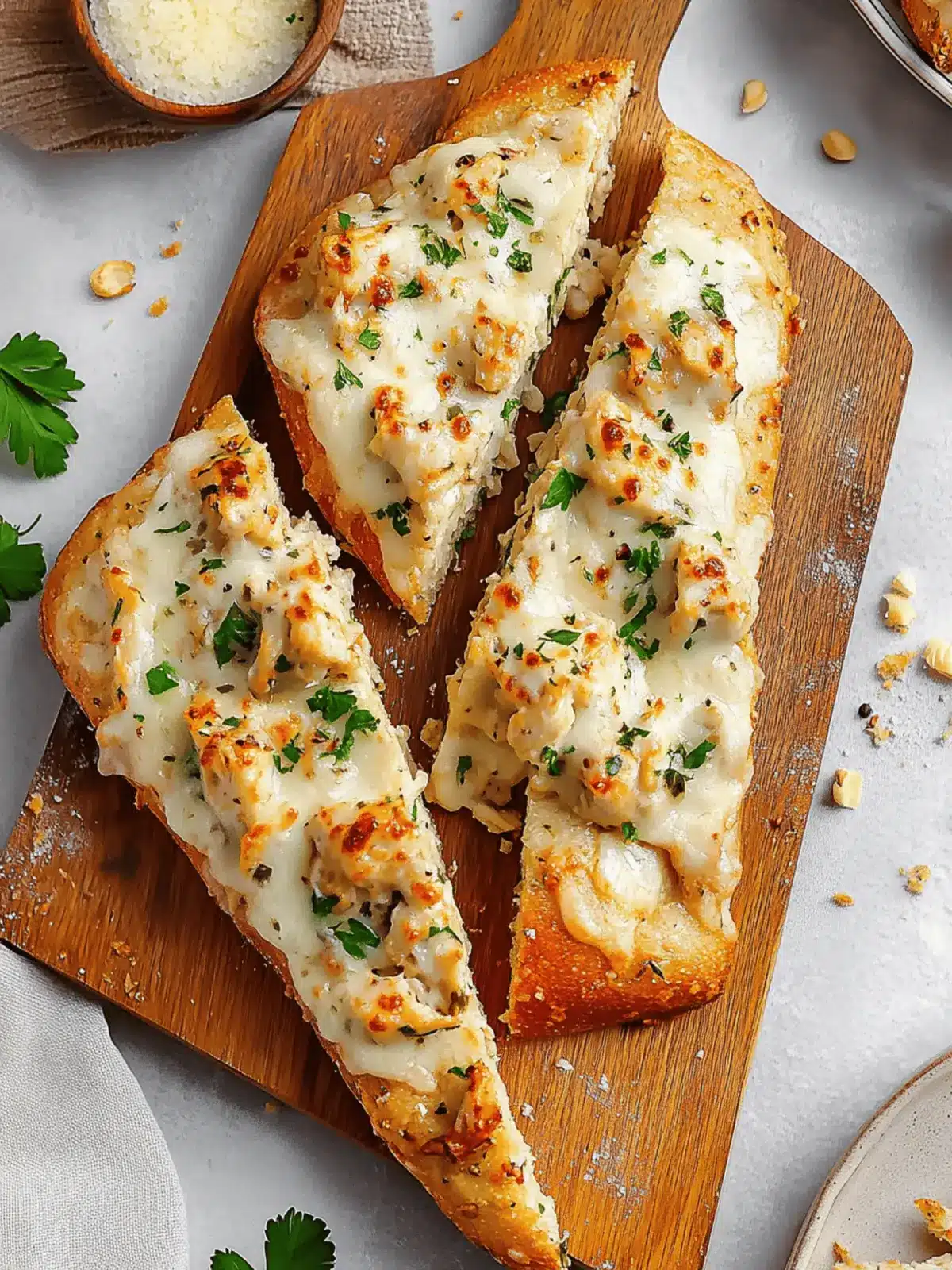 Savor the Crunch: Chicken Alfredo Garlic Bread Delight