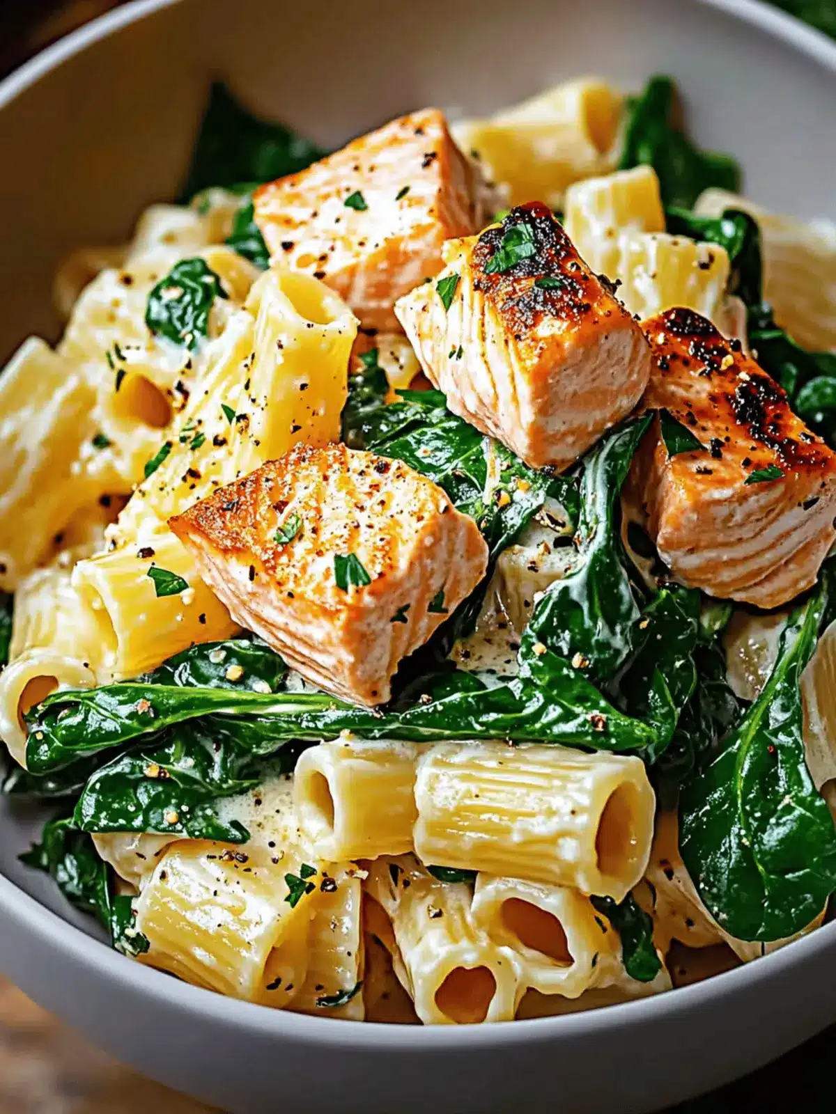 Salmon Spinach Pasta