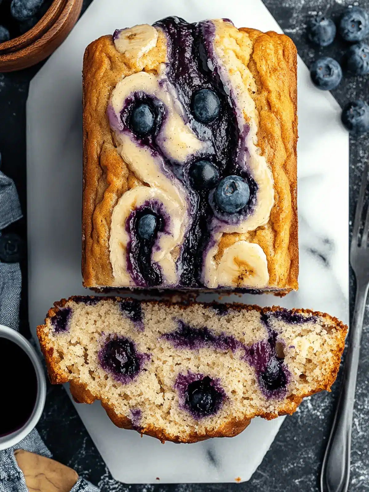 Blueberry Cinnamon Swirl Banana Bread