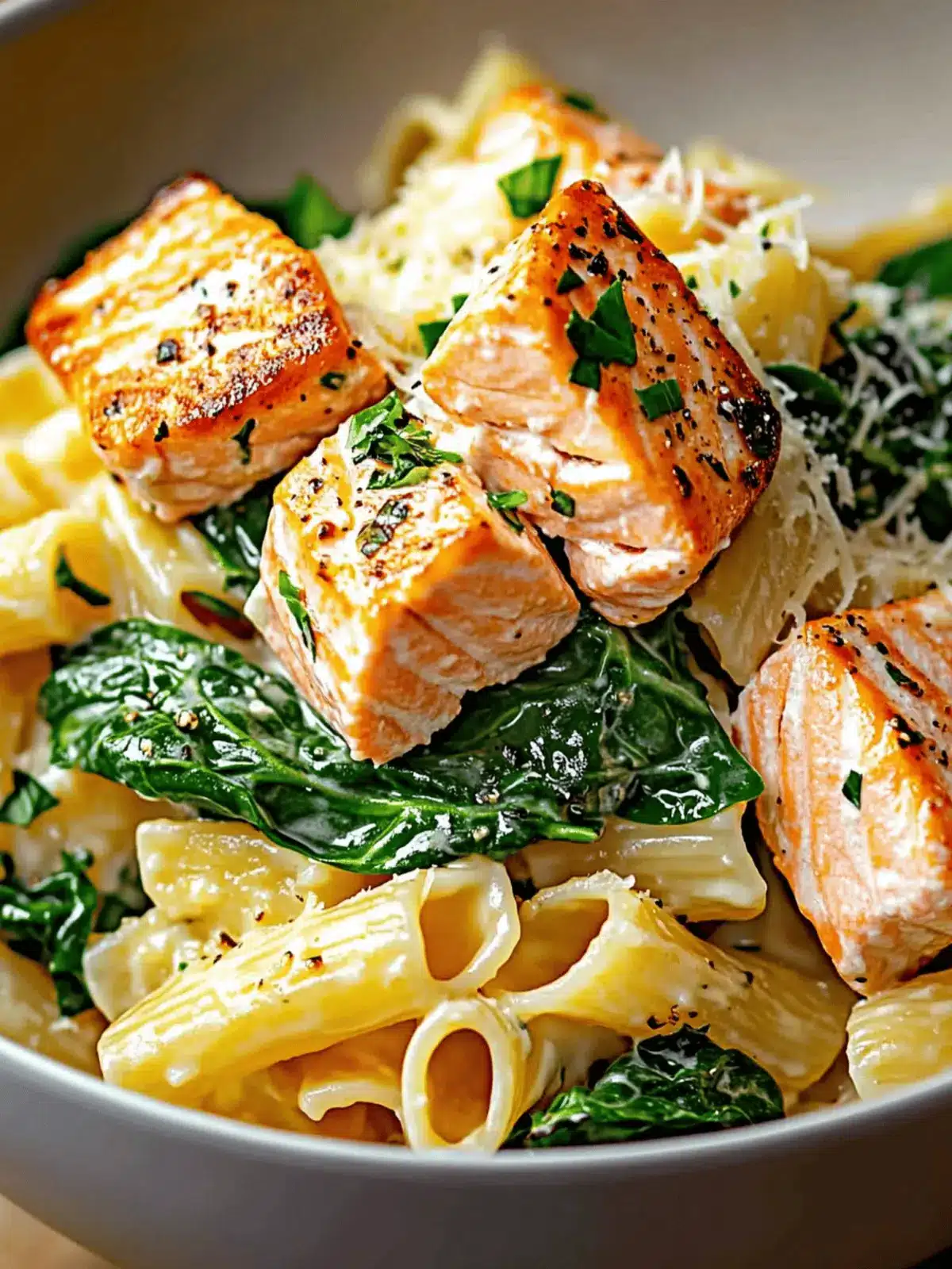 Salmon Spinach Pasta