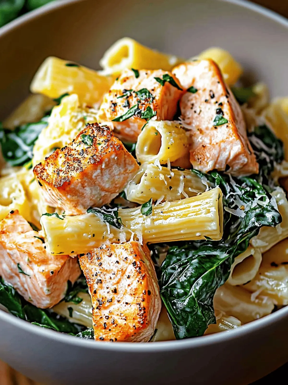 Salmon Spinach Pasta