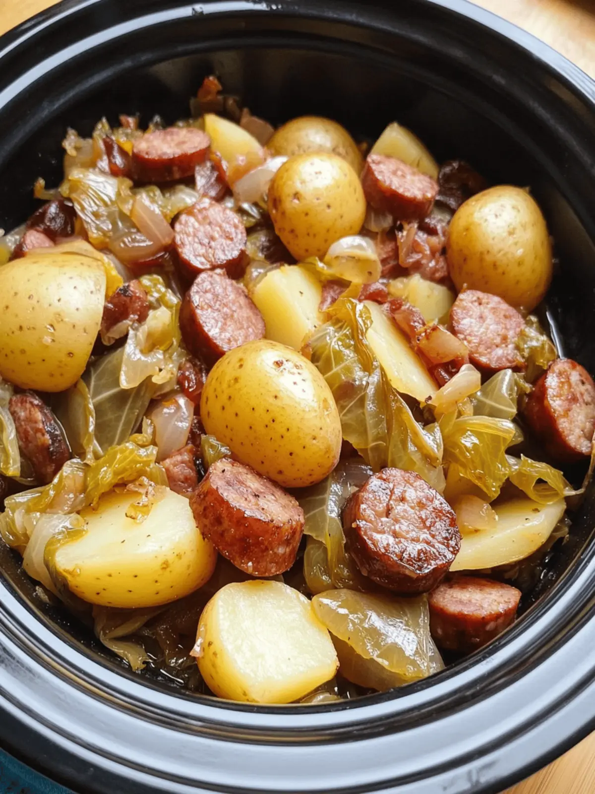Crock Pot Cabbage, Sausage & Potatoes