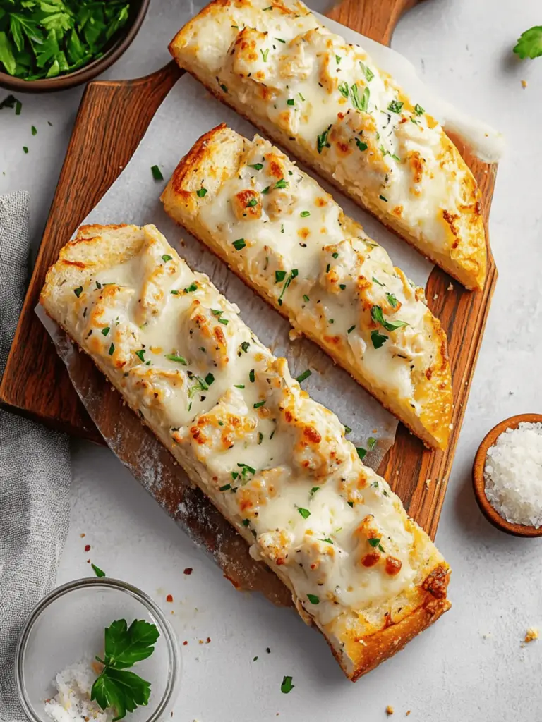 Chicken Alfredo Garlic Bread