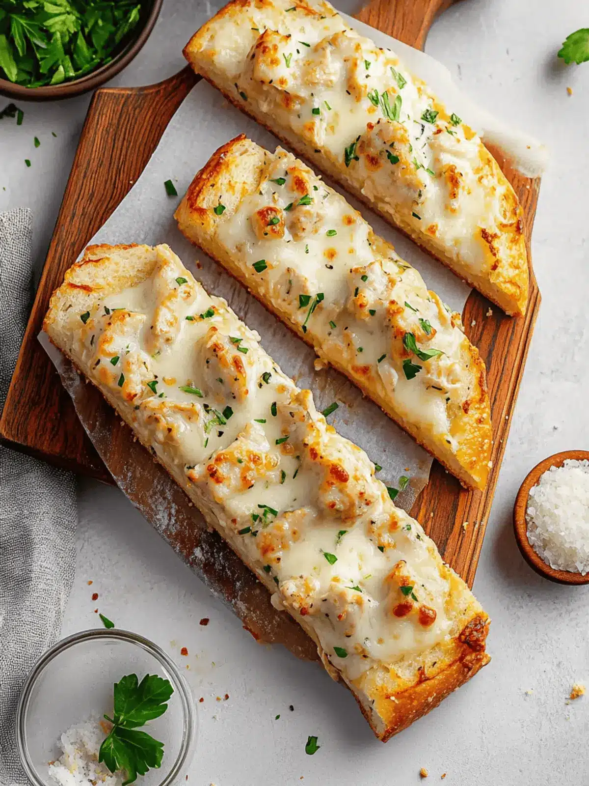 Chicken Alfredo Garlic Bread