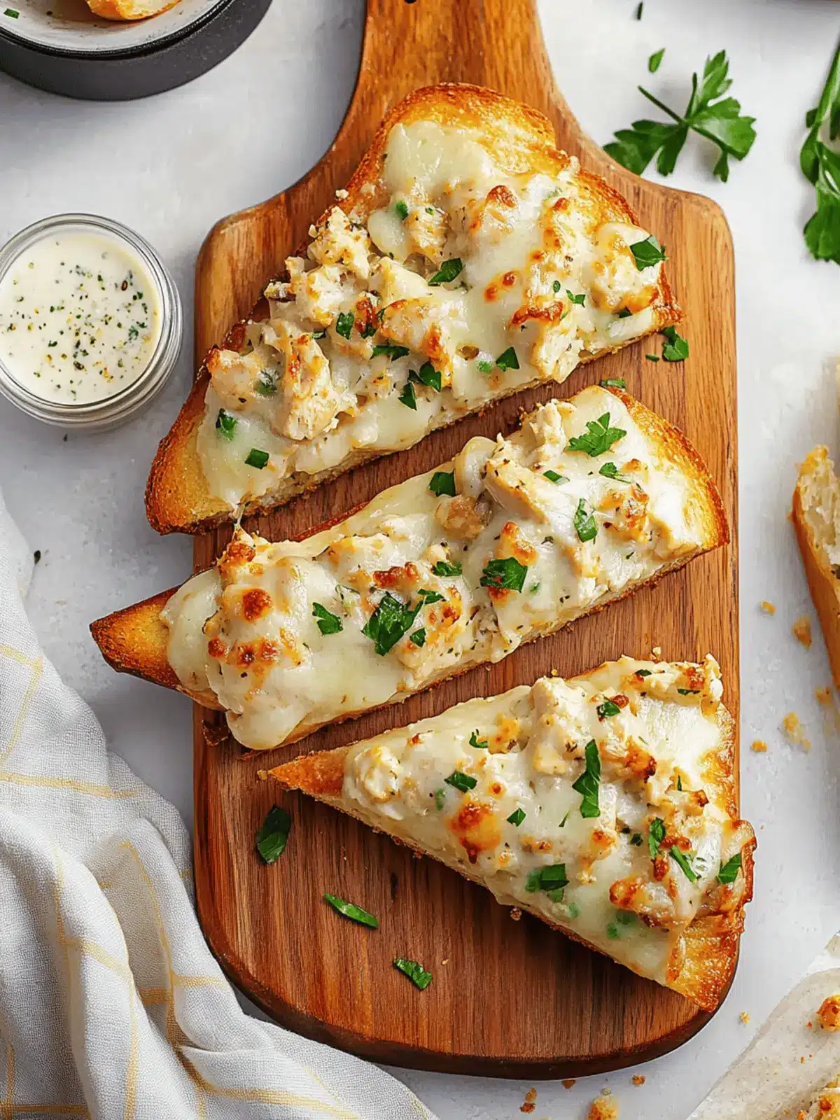 Savor the Crunch: Chicken Alfredo Garlic Bread Delight