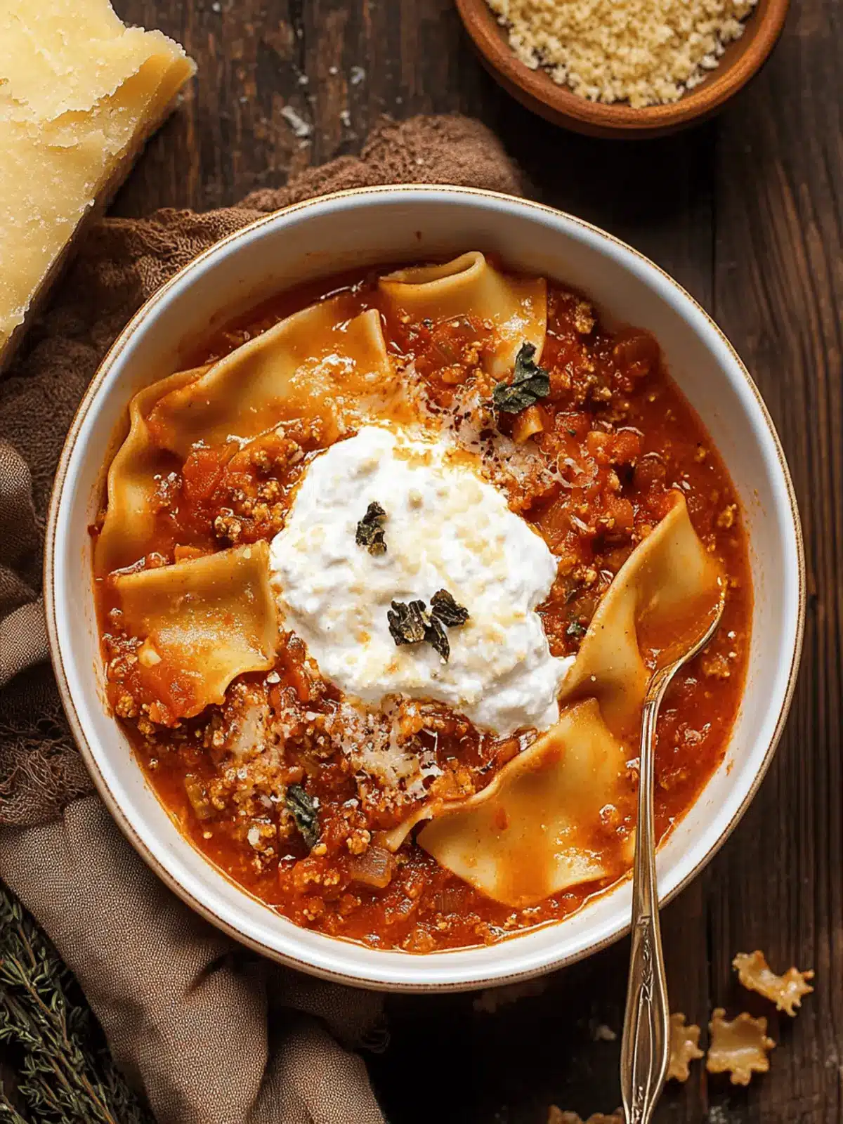 Comforting Vegetarian Lasagna Soup