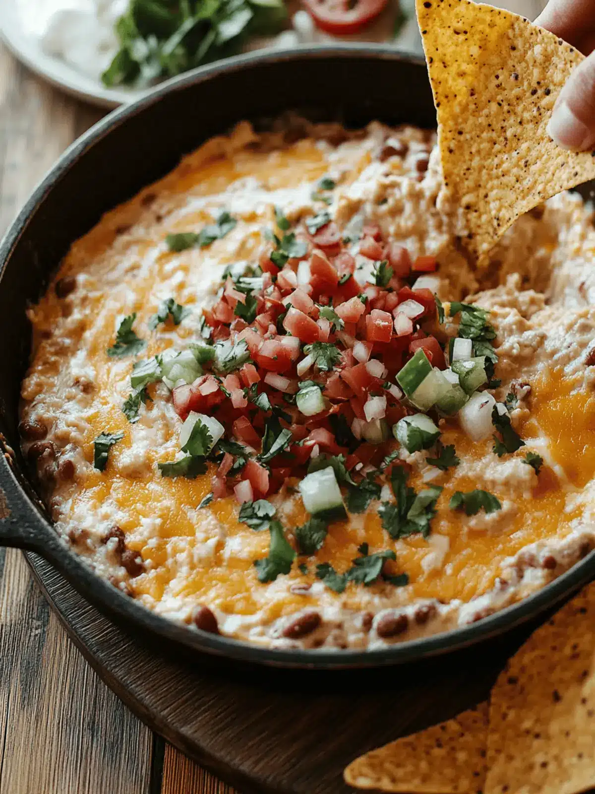 Cheesy Fiesta Refried Bean Dip