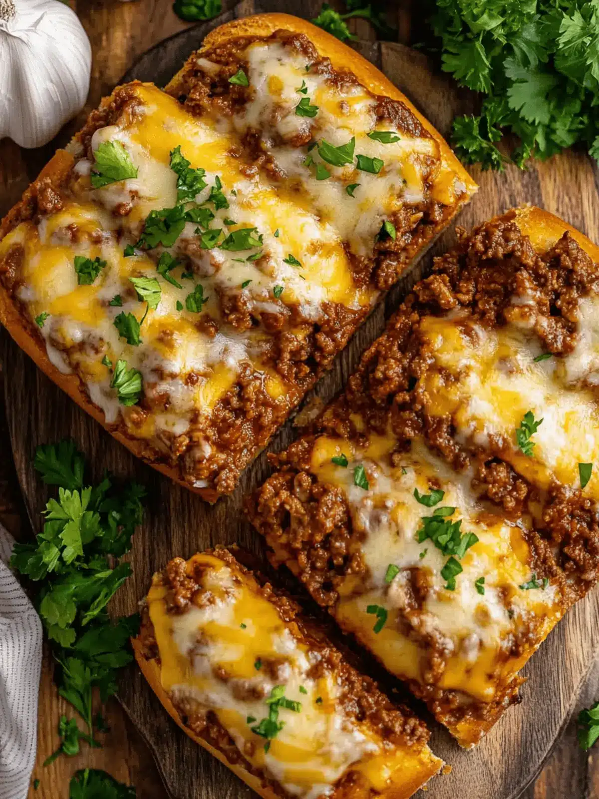 Sloppy Joe Garlic Bread