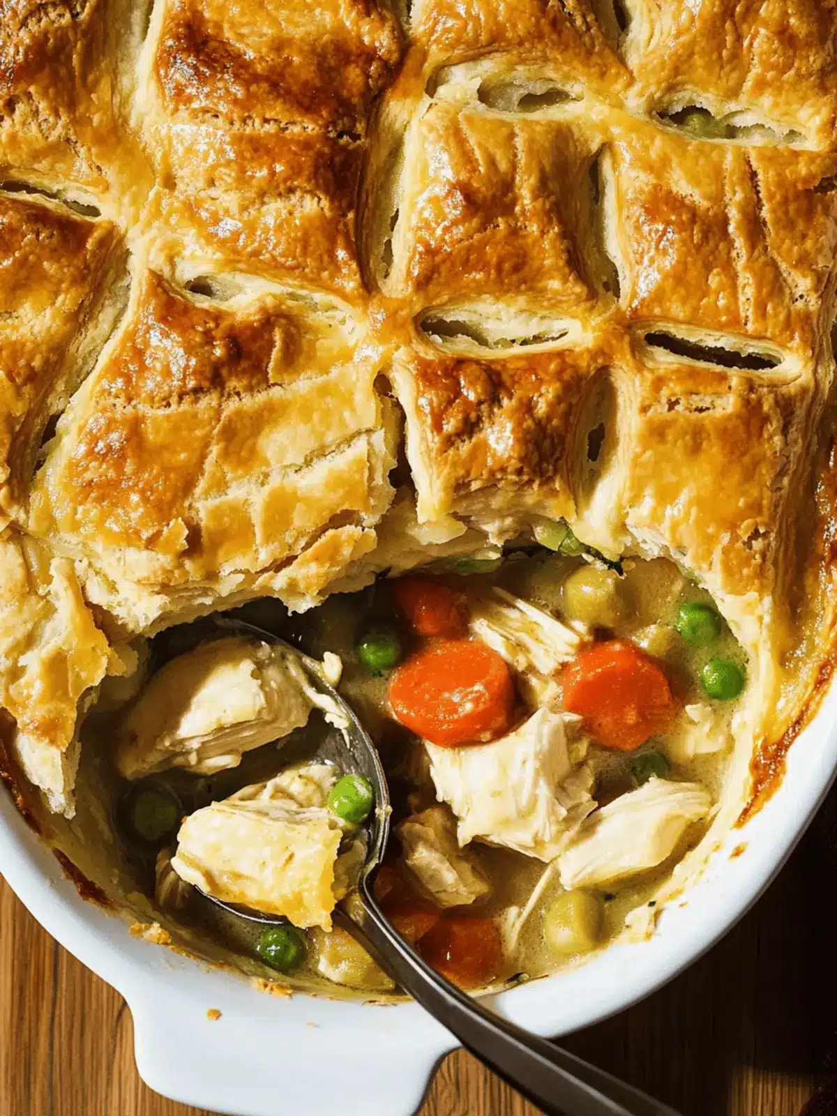 Chicken Pot Pie with Flakey Biscuit Crust