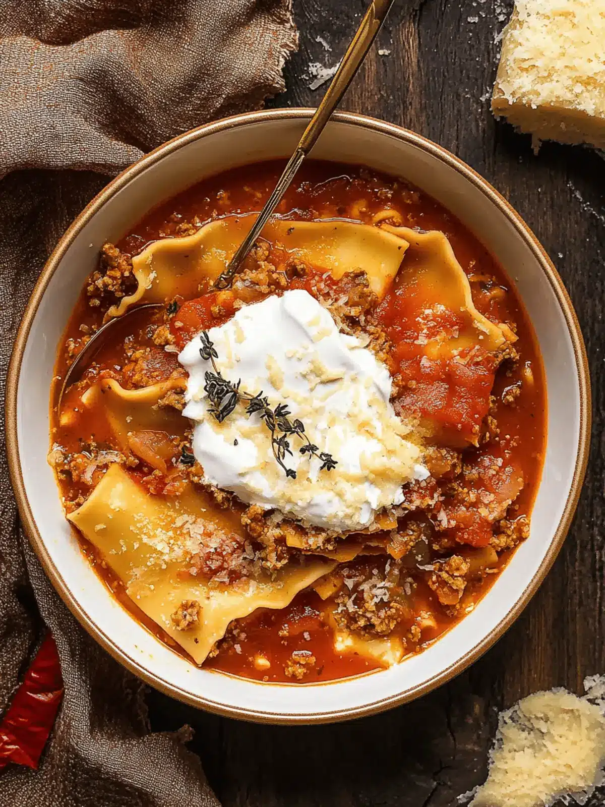 Comforting Vegetarian Lasagna Soup