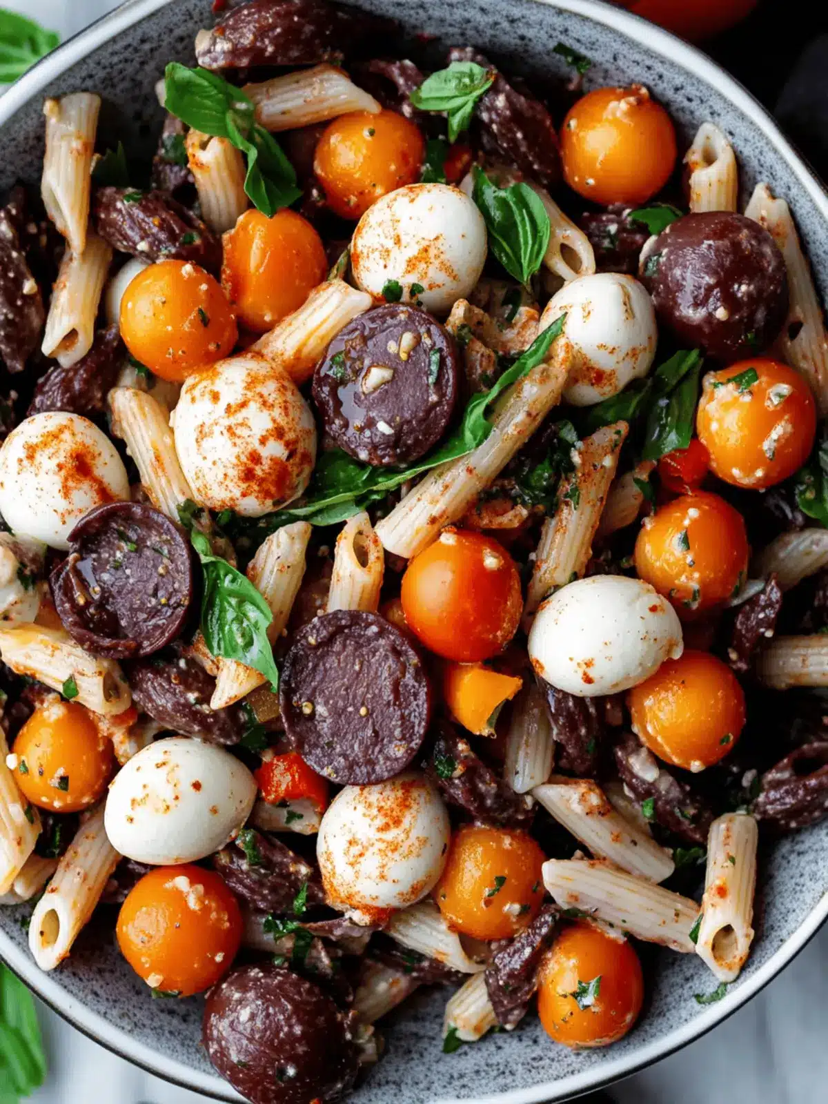 Halloween Caprese Pasta Salad