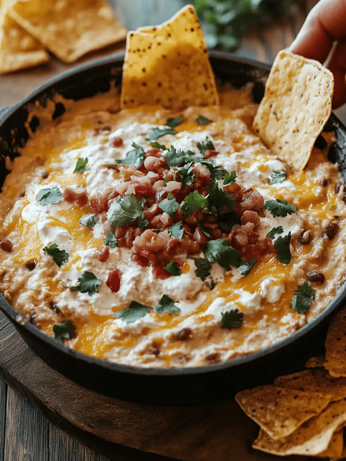 Cheesy Fiesta Refried Bean Dip