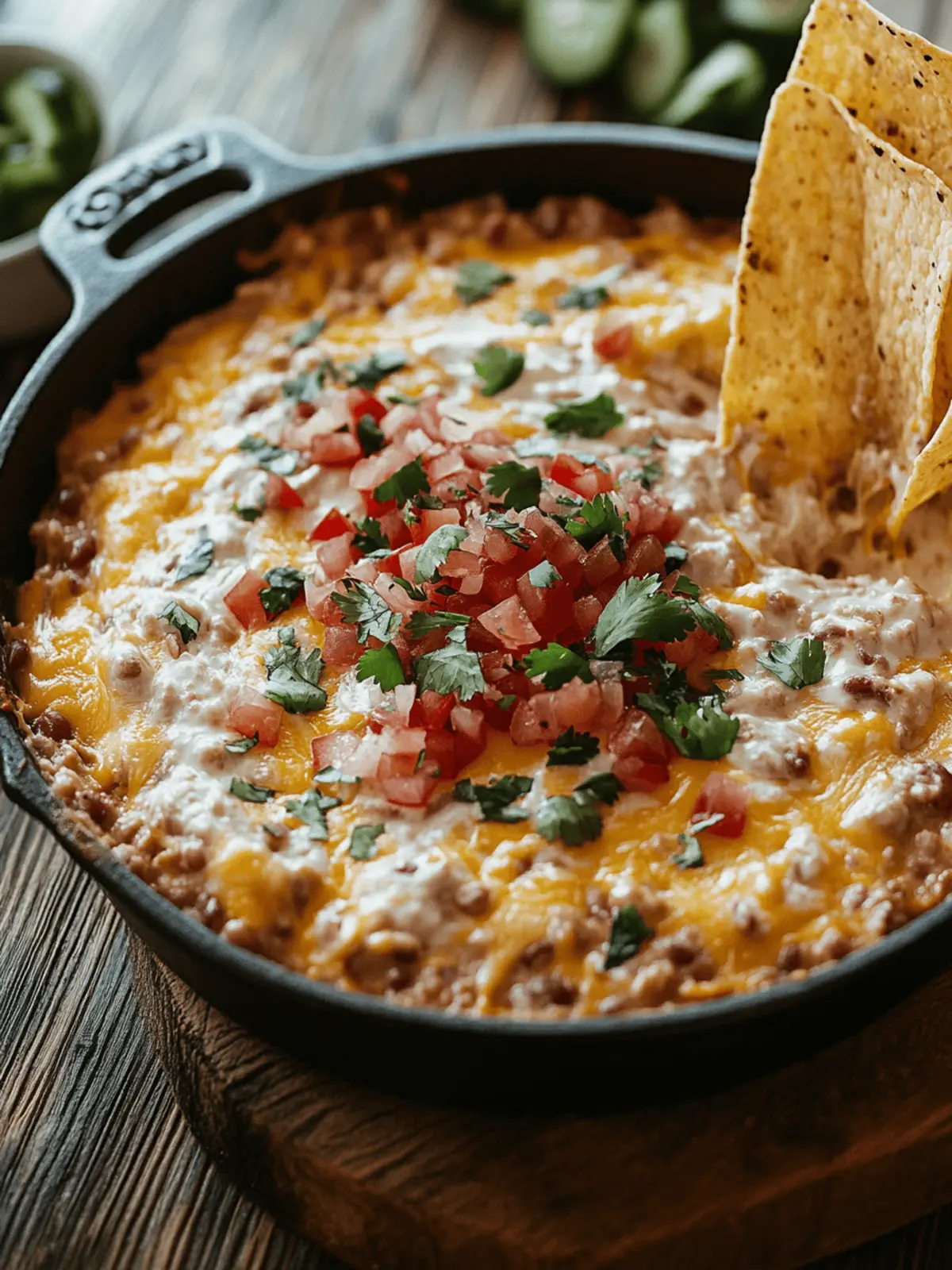 Cheesy Fiesta Refried Bean Dip