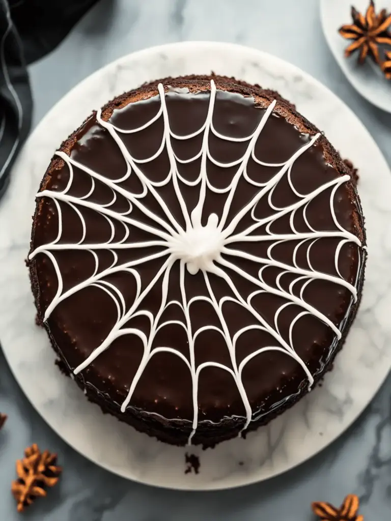 Spiderweb Chocolate Cake