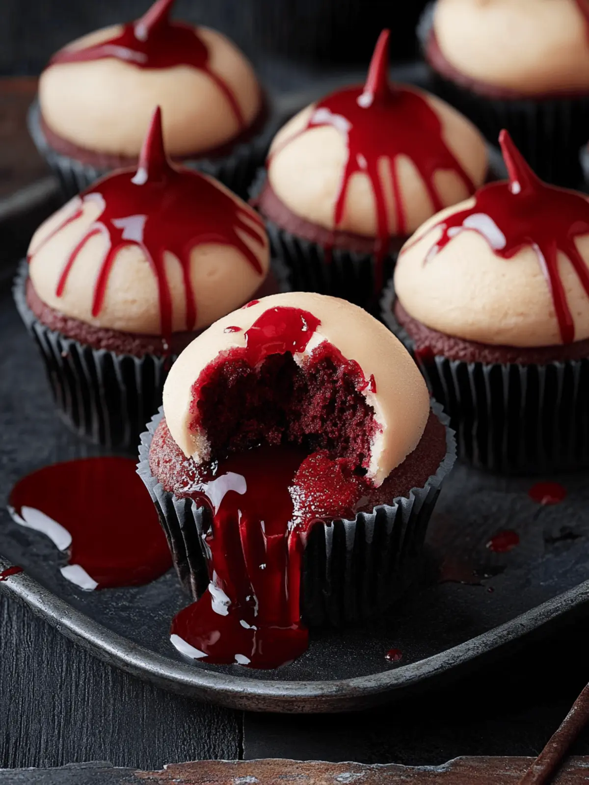 Vampire Bite Halloween Cupcakes