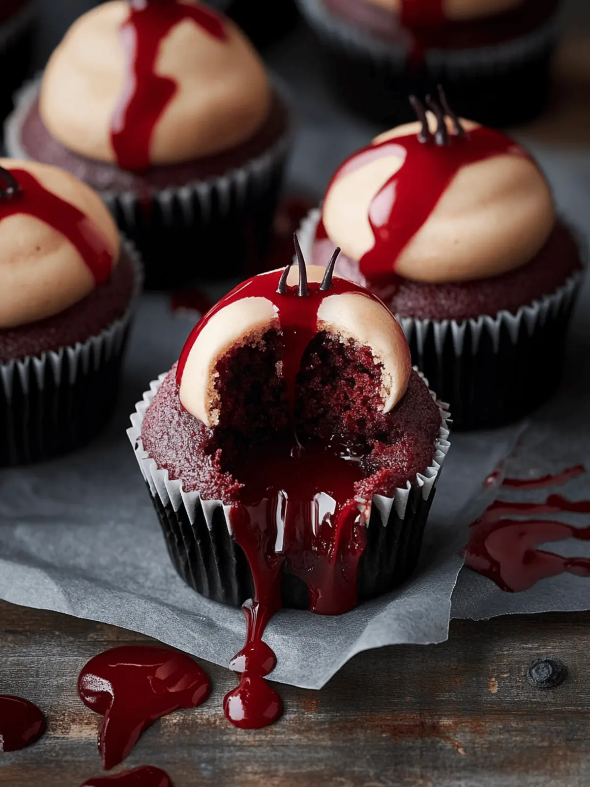Vampire Bite Halloween Cupcakes