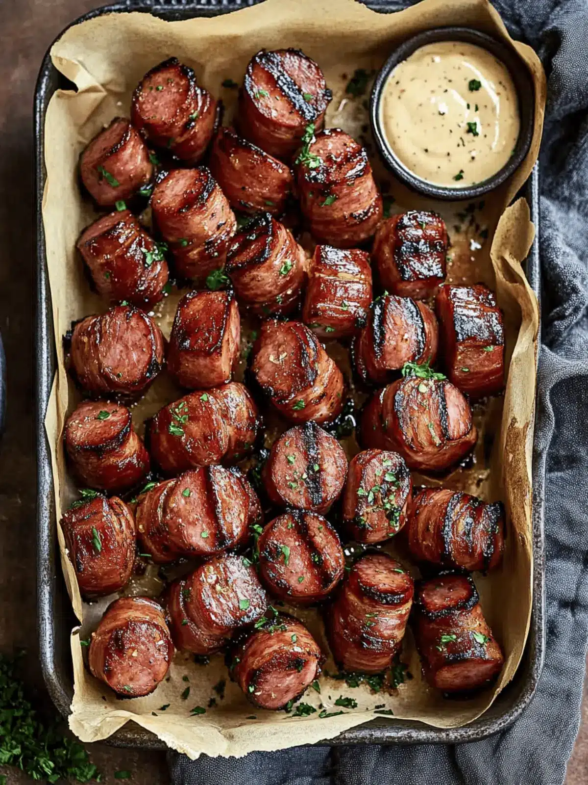 Mustard Hasselback Kielbasa Bites