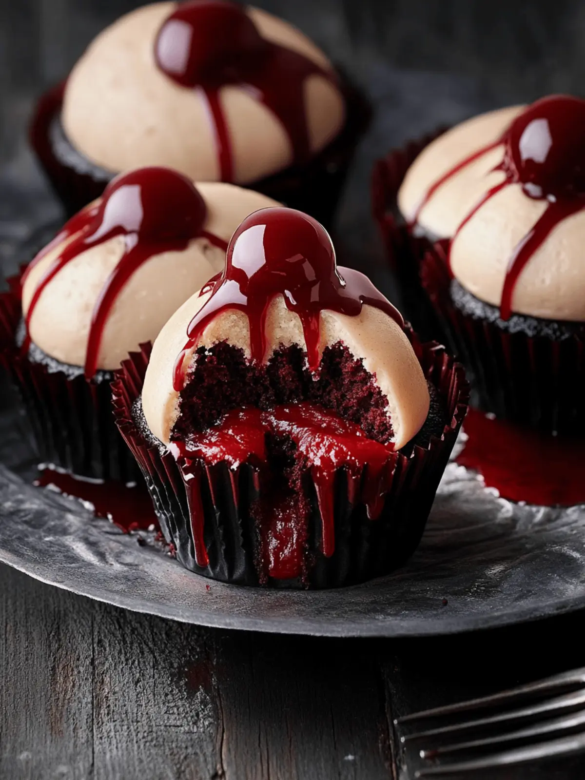 Vampire Bite Halloween Cupcakes