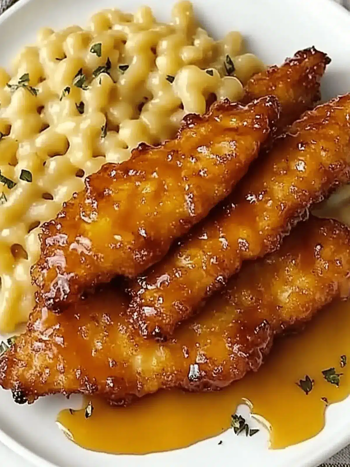 Hot Honey Chicken Tenders with Cheesy Baked Mac Bliss 2 Hot Honey Chicken Tenders