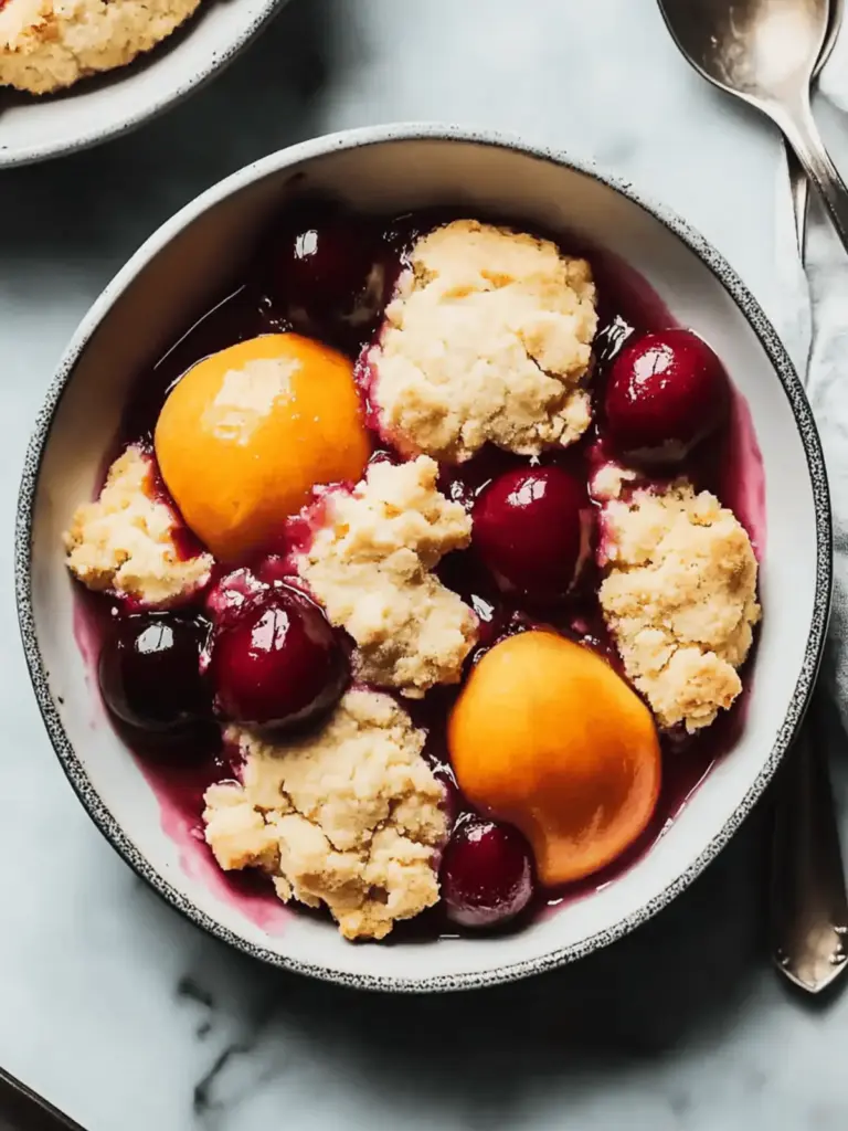 Cherry and Peach Cornmeal Cobbler