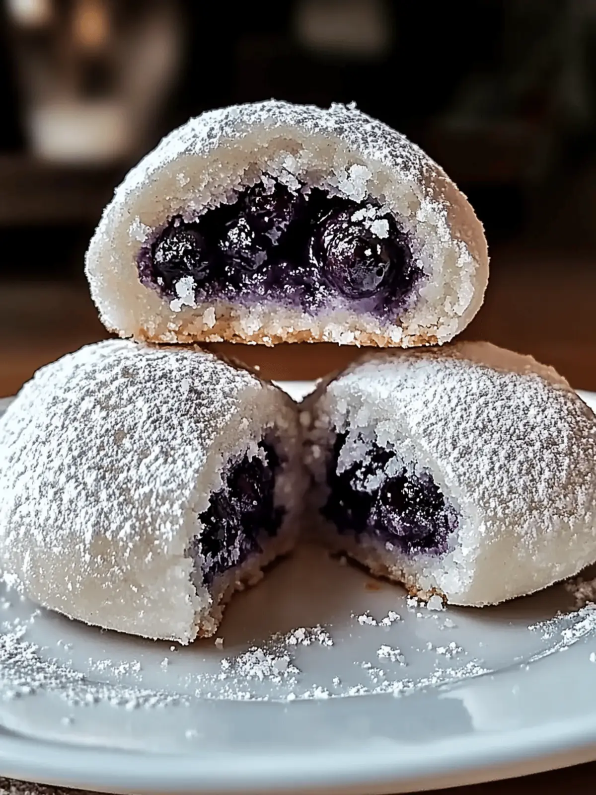 Blueberry-Filled Almond Snowball Cookies