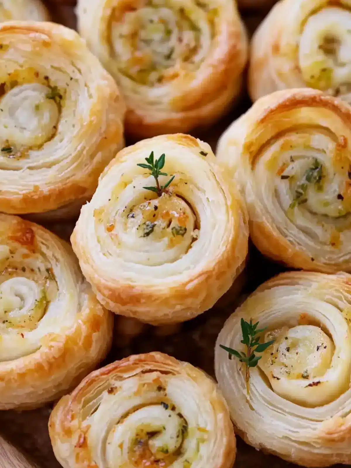 Tender Garlic Puff Pastry Pinwheels