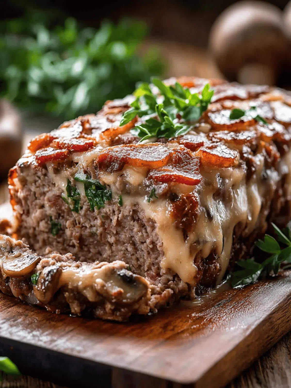 Bacon Mushroom Swiss Meatloaf